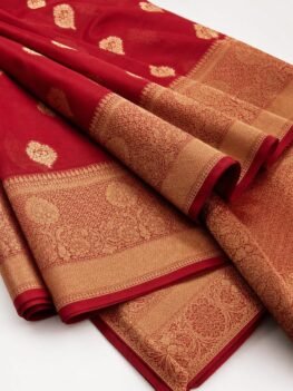 KashiFab Banarasi bridal silk saree online — red and gold zari Varanasi