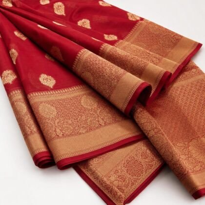 KashiFab Banarasi bridal silk saree online — red and gold zari Varanasi