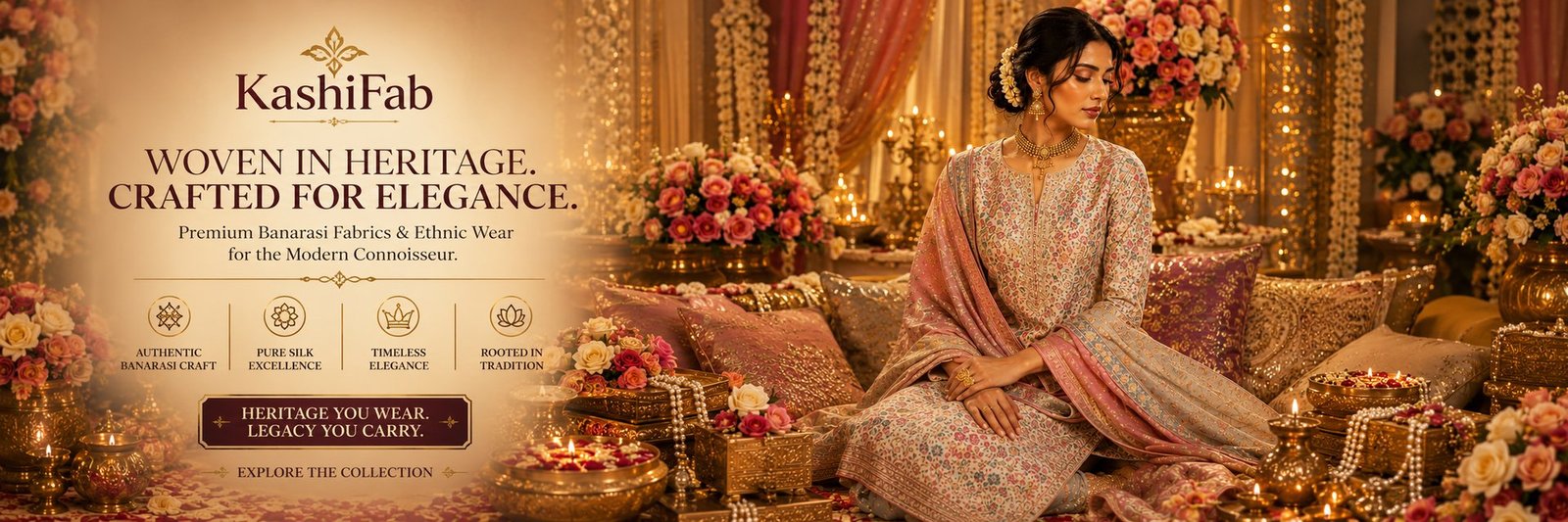 KashiFab Banarasi silk ethnic wear online — woven in heritage, premium Varanasi collection
