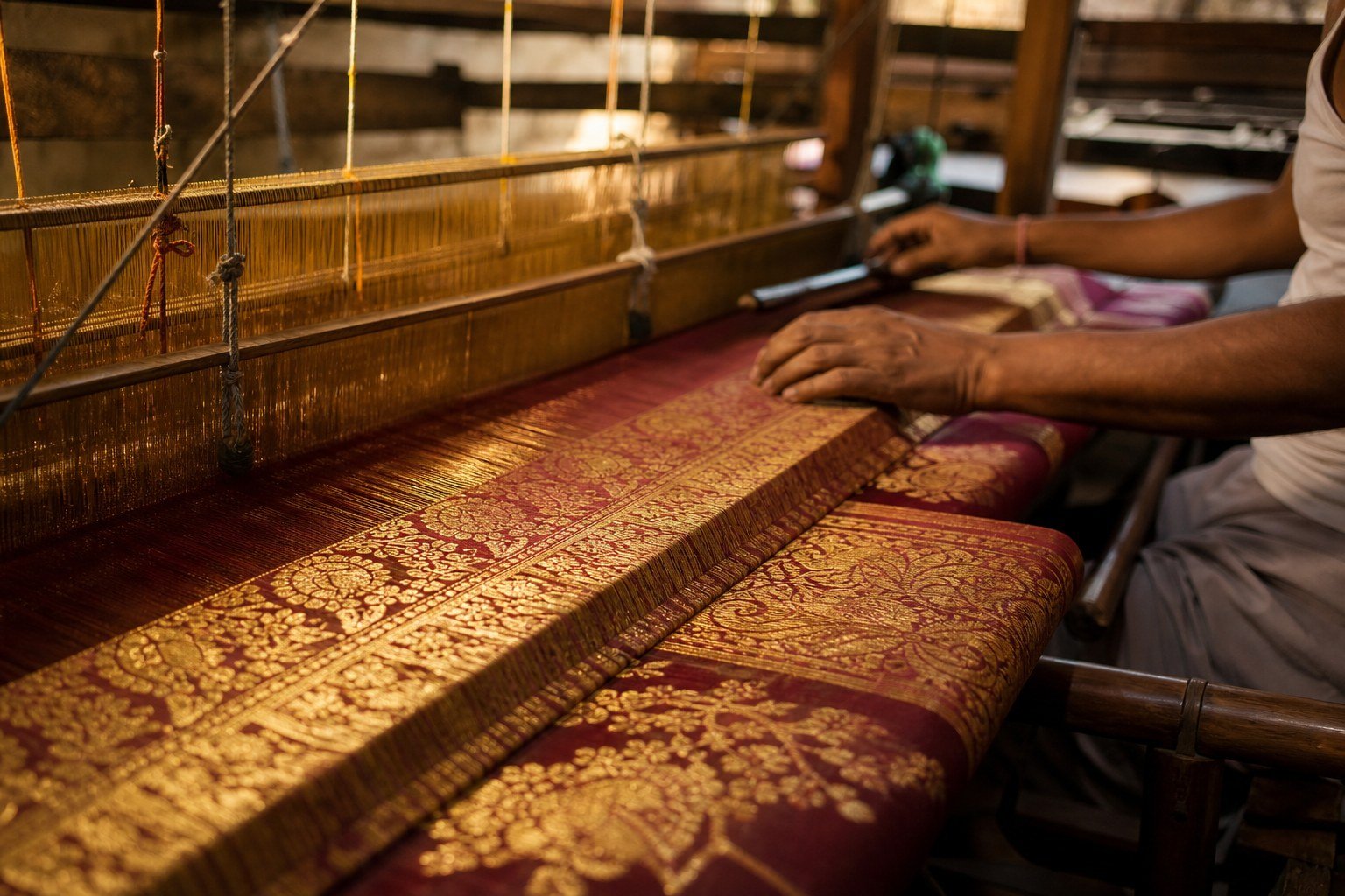 KashiFab Banarasi silk manufacturing on handloom - Varanasi weaving process