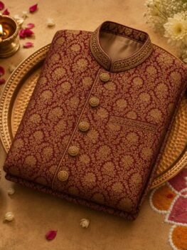 KashiFab Banarasi silk sherwani fabric online - groom edit Varanasi wholesale