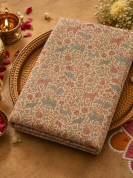 KashiFab cotton animal figure jacquard fabric online - Shikargah weave wholesale