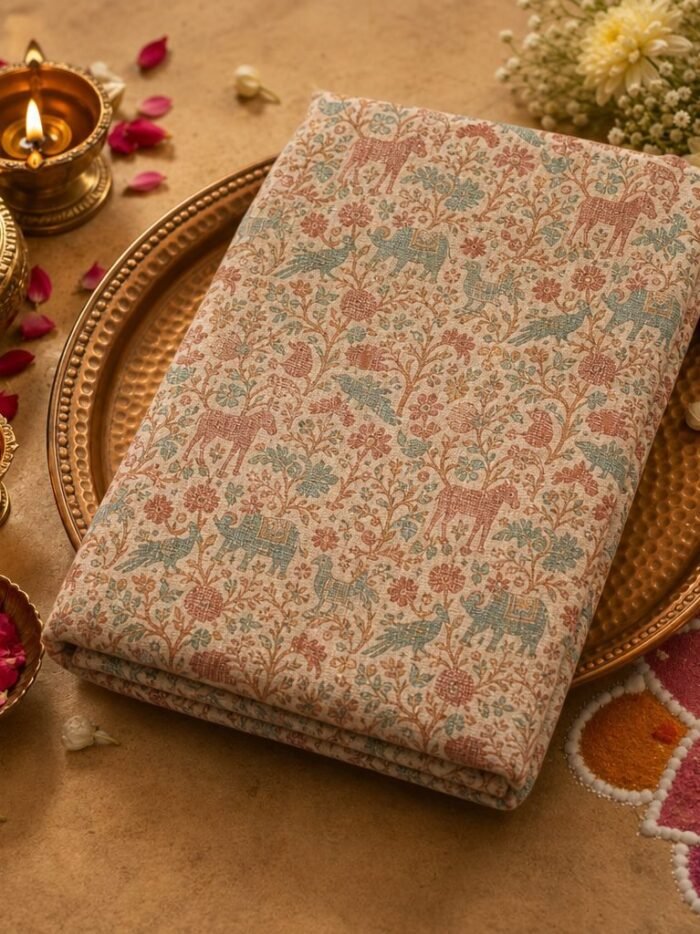 KashiFab cotton animal figure jacquard fabric online - Shikargah weave wholesale