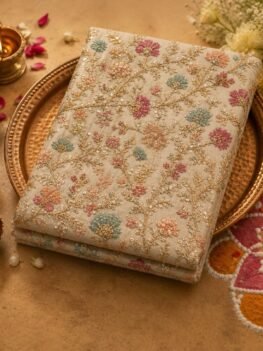 KashiFab embellished embroidery silk fabric wholesale - Banarasi ethnic base