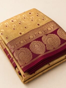 KashiFab Banarasi katan silk fabric wholesale — wedding gold Varanasi weave