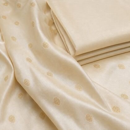 KashiFab Banarasi silk kurta fabric online — cream gold butis