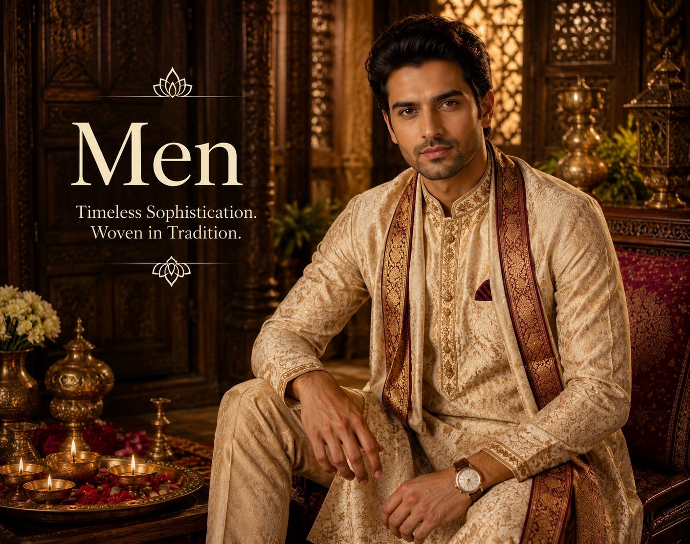 KashiFab men Banarasi sherwani online — timeless sophistication woven in Varanasi tradition