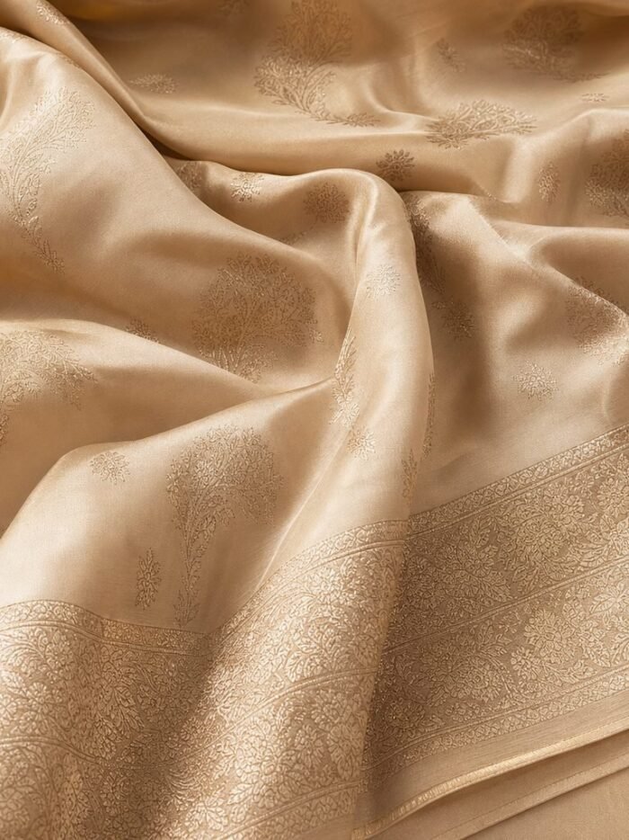 KashiFab_munga_silk_fabric_natural_gold_wholesale.jpg KashiFab Munga silk fabric online - natural gold sheen Banarasi silk wholesale
