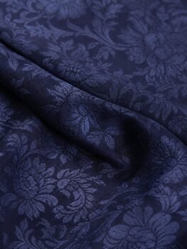 KashiFab silk jacquard fabric online — navy floral Banarasi weave