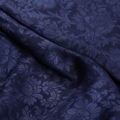 KashiFab silk jacquard fabric online — navy floral Banarasi weave
