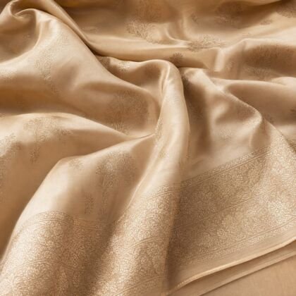 KashiFab spun Chiniya silk fabric online — champagne soft drape