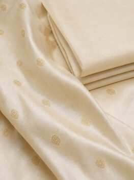 KashiFab Banarasi suit and kurta fabric online - cream silk for menswear and suits
