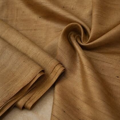 KashiFab Tassar Ghicha silk fabric wholesale — natural gold Varanasi