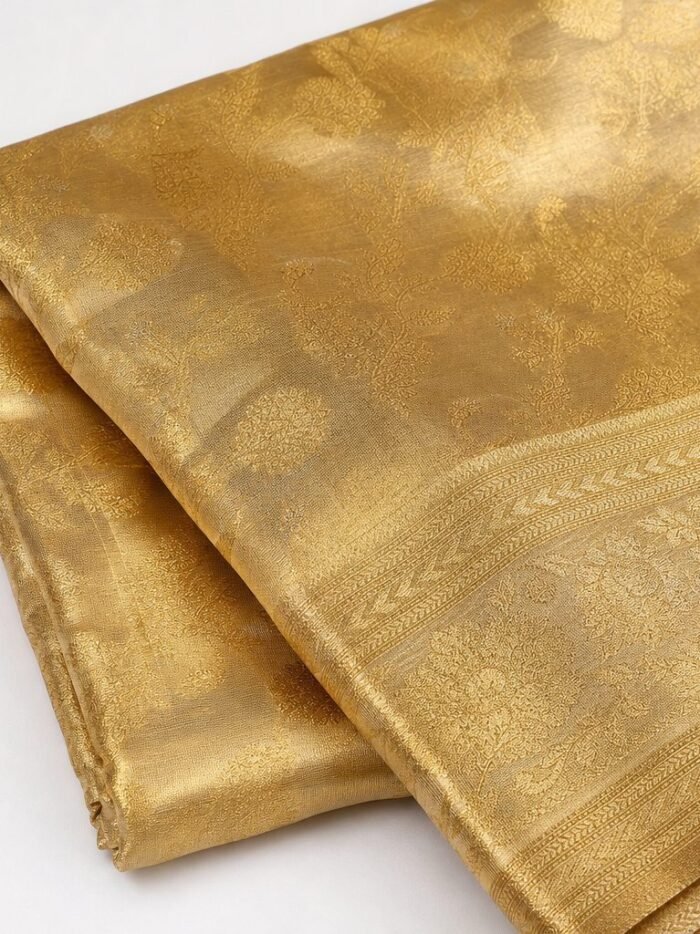 KashiFab tissue silk fabric metallic gold KashiFab tissue silk fabric wholesale — metallic gold Banarasi tissue