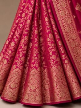 KashiFab wedding lehenga fabric online — magenta Banarasi brocade