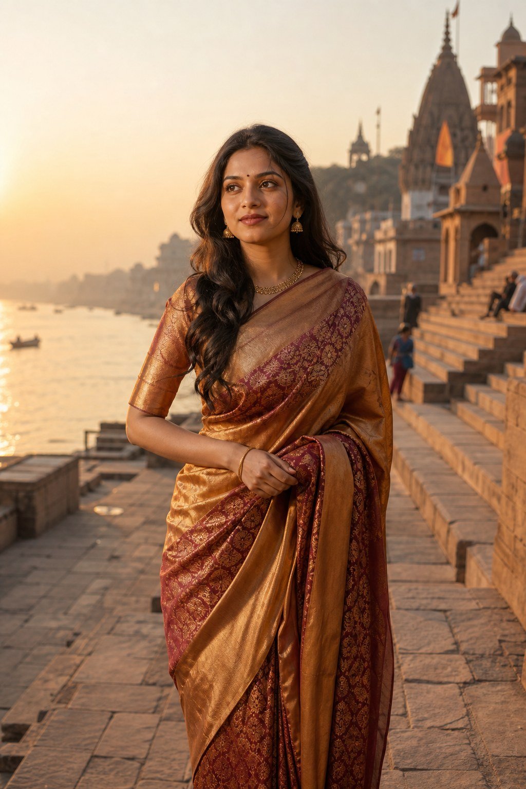 KashiFab Banarasi silk saree on Ganges ghats Varanasi - heritage craft showcase