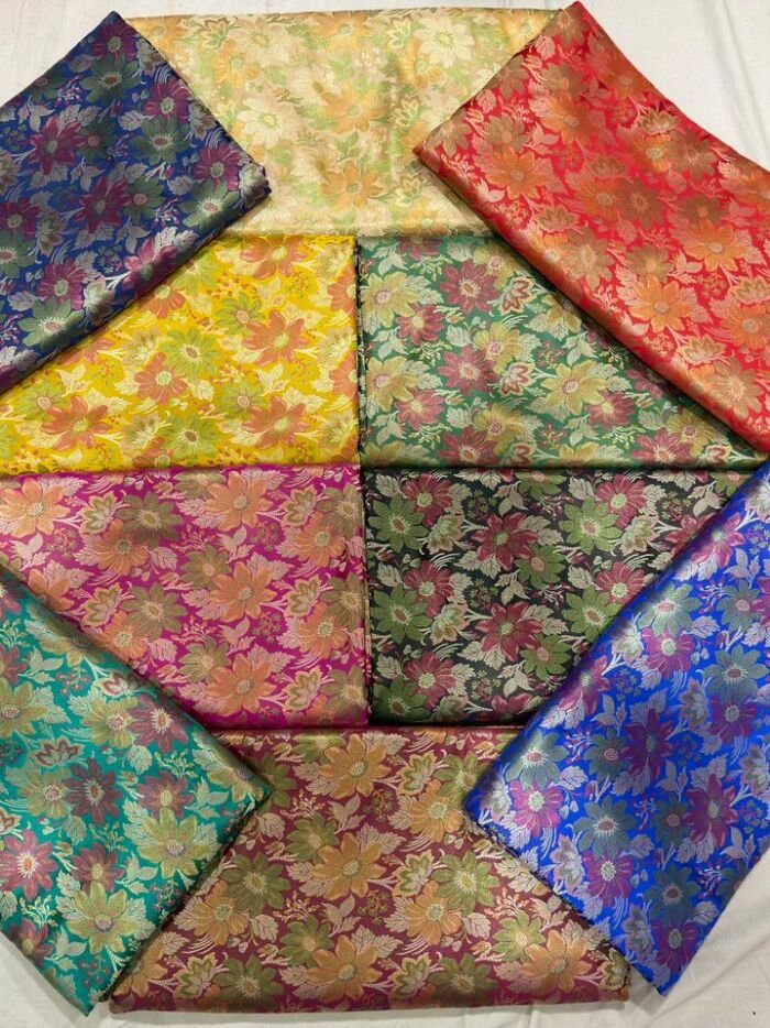 1 KashiFab jamavar fabric yardage - Banarasi silk fabric design wholesale