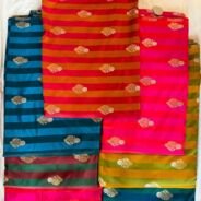 KashiFab satin stripe zari fabric yardage - Banarasi silk fabric design wholesale
