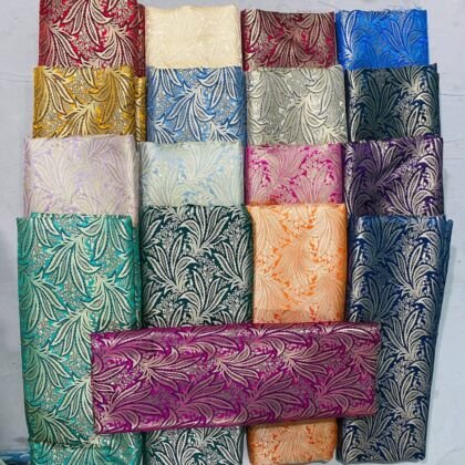 KashiFab satin brocade fabric yardage - Banarasi silk fabric design wholesale