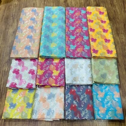 KashiFab rangkat brocade fabric yardage - Banarasi silk fabric wholesale metre
