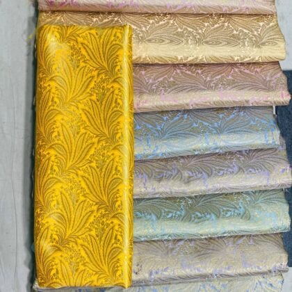 KashiFab satin stripe zari fabric yardage - Banarasi silk fabric wholesale metre