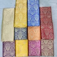 KashiFab satin stripe zari fabric yardage - Banarasi silk fabric wholesale metre