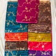 KashiFab satin stripe zari fabric yardage - Banarasi silk fabric design wholesale