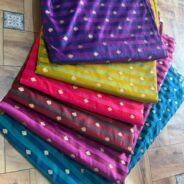 KashiFab satin stripe zari fabric yardage - Banarasi silk fabric design wholesale