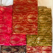 KashiFab satin stripe zari fabric yardage - Banarasi silk fabric design wholesale