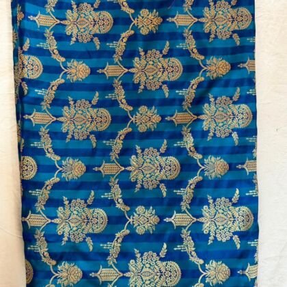 KashiFab satin stripe zari fabric yardage - Banarasi silk fabric design wholesale