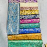 KashiFab satin brocade fabric yardage - Banarasi silk fabric design wholesale