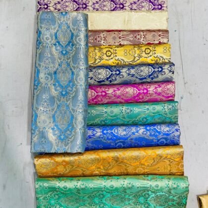 KashiFab satin brocade fabric yardage - Banarasi silk fabric design wholesale