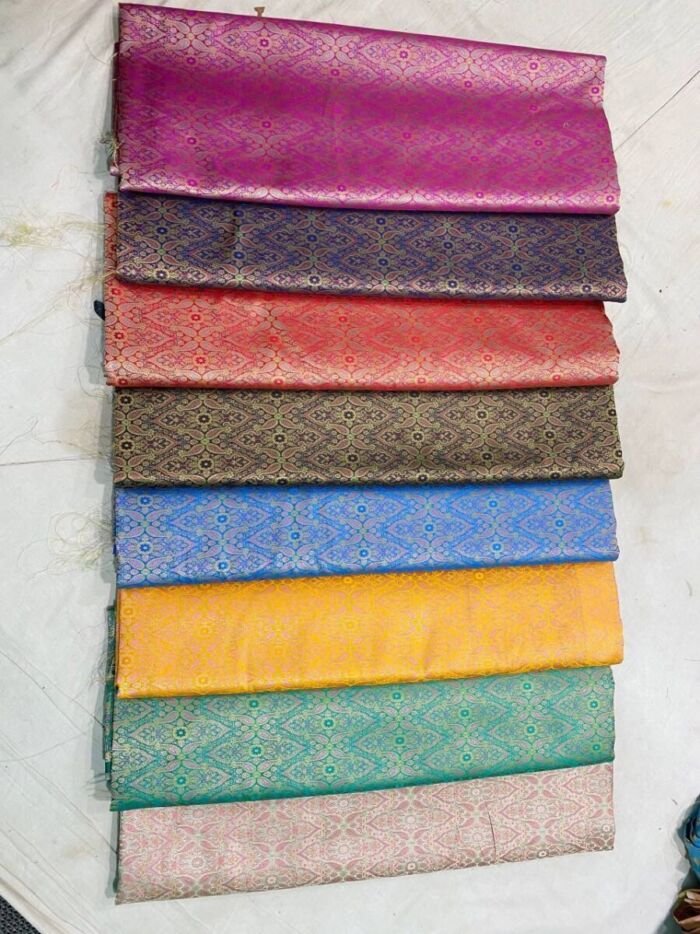 6 KashiFab tanchoi silk fabric yardage - Banarasi silk fabric design wholesale