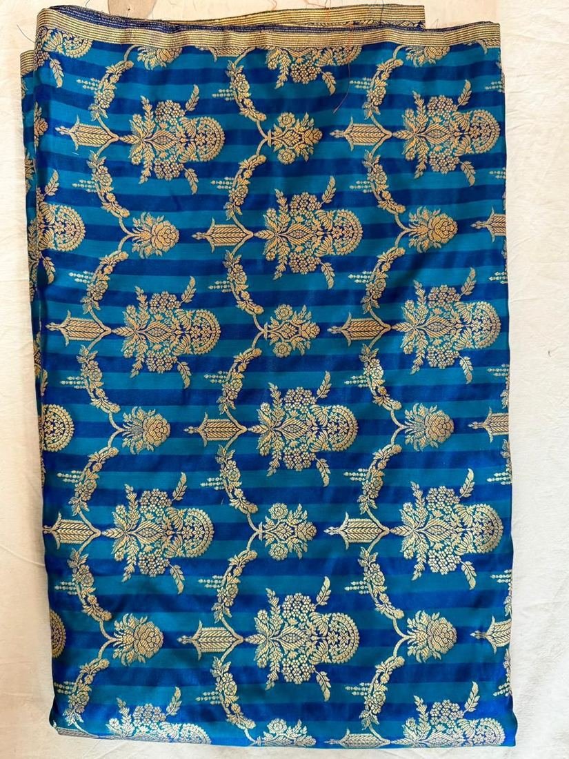 KashiFab Banaras Royale Stripes fabric swatch sample wholesale from Varanasi - authentic Banarasi silk