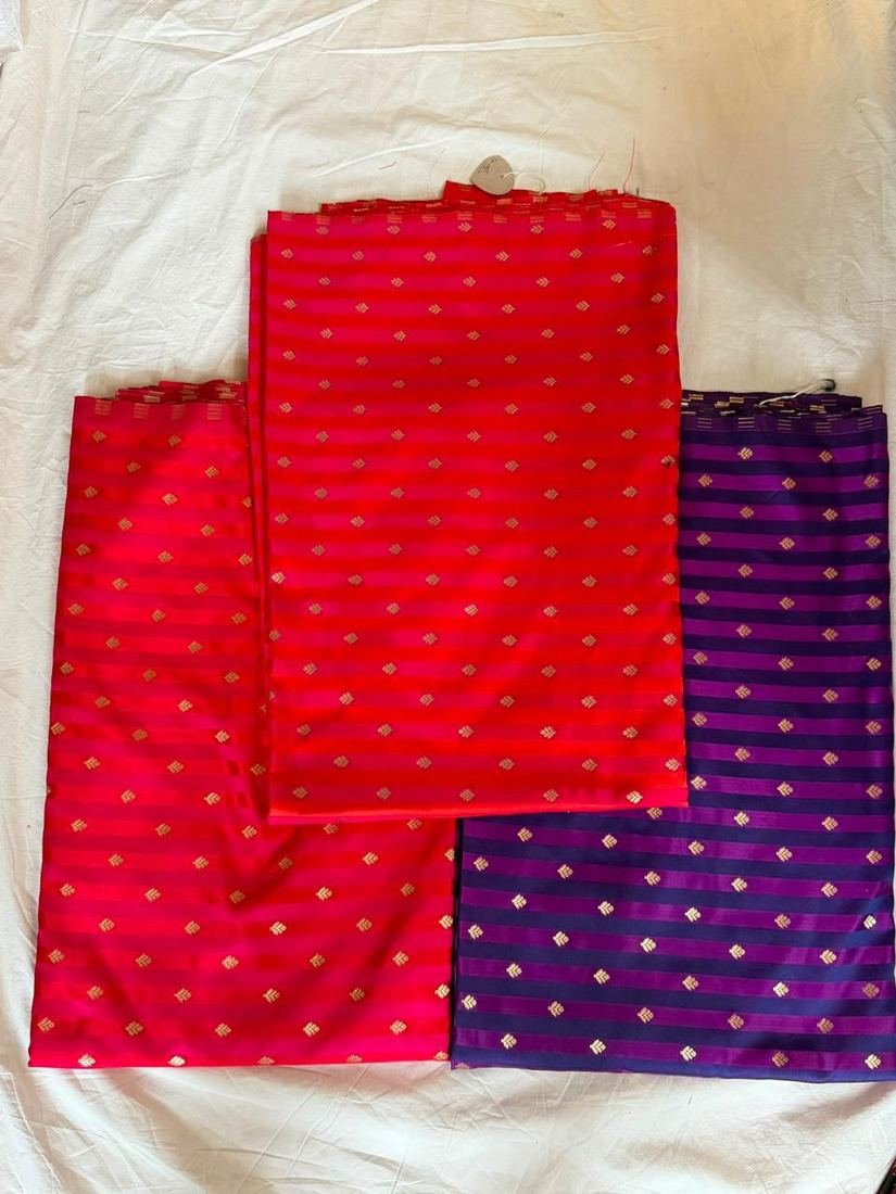 KashiFab Banaras Royale Stripes fabric swatch sample wholesale from Varanasi - authentic Banarasi silk