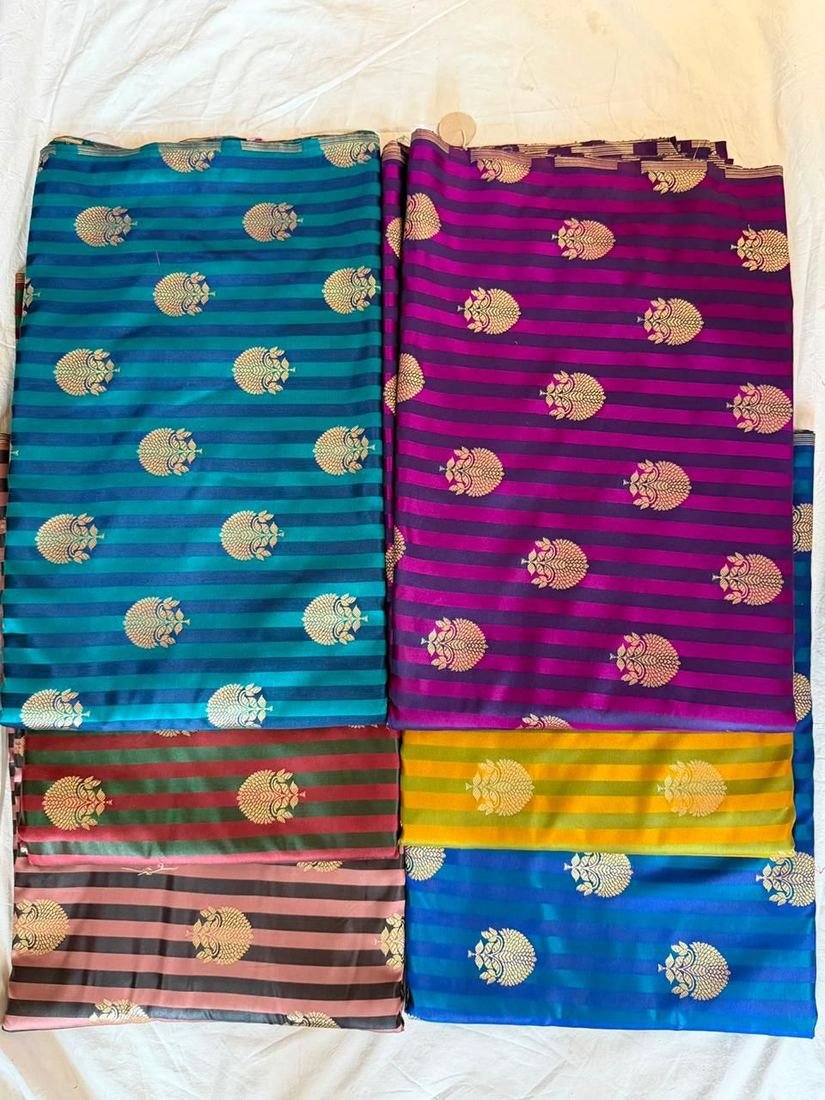 KashiFab Banaras Royale Stripes fabric swatch sample wholesale from Varanasi - authentic Banarasi silk