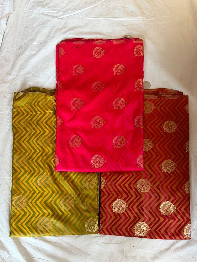KashiFab Banaras Royale Stripes fabric swatch sample wholesale from Varanasi - authentic Banarasi silk