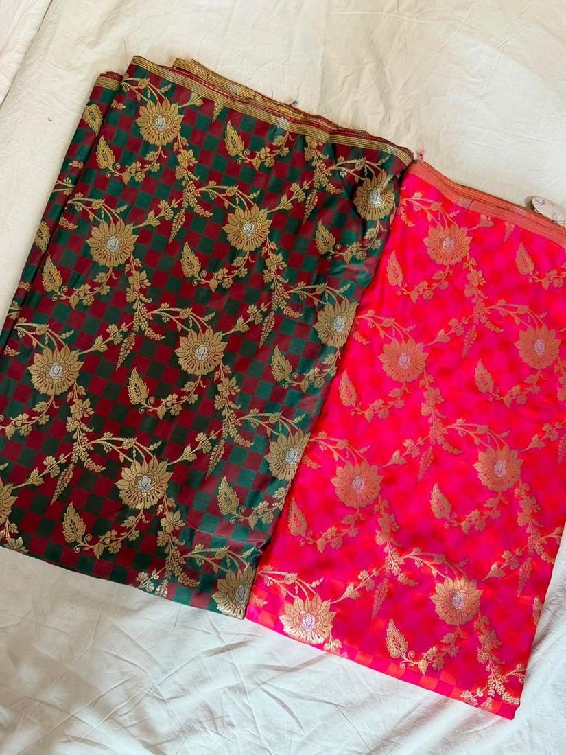 KashiFab Banaras Royale Stripes fabric swatch sample wholesale from Varanasi - authentic Banarasi silk