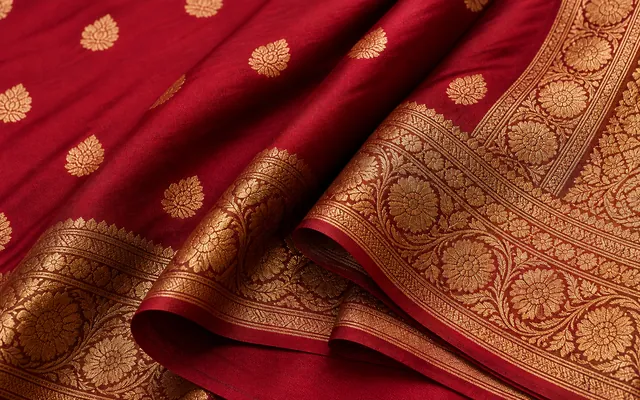 KashiFab pure katan fine mulberry Banarasi silk saree fabric with gold zari