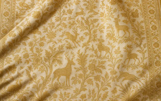 KashiFab Banarasi shikargah hunting motif silk fabric