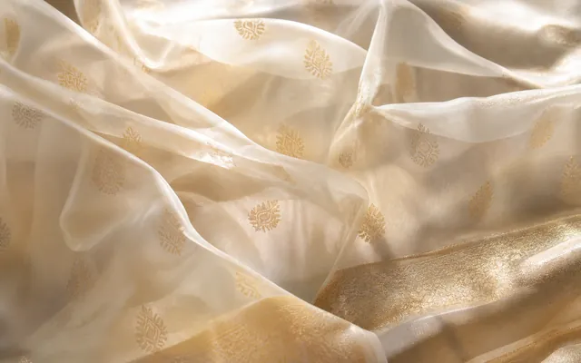 KashiFab organza-leaning Banarasi sheer silk fabric