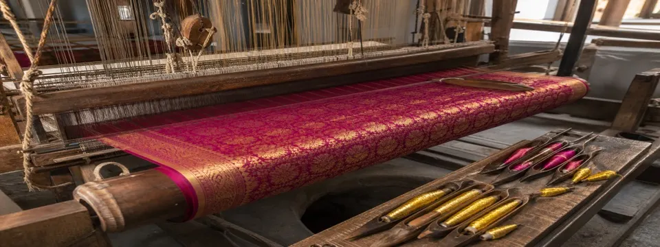 KashiFab Banaras handloom loom weaving Banarasi silk saree in Varanasi