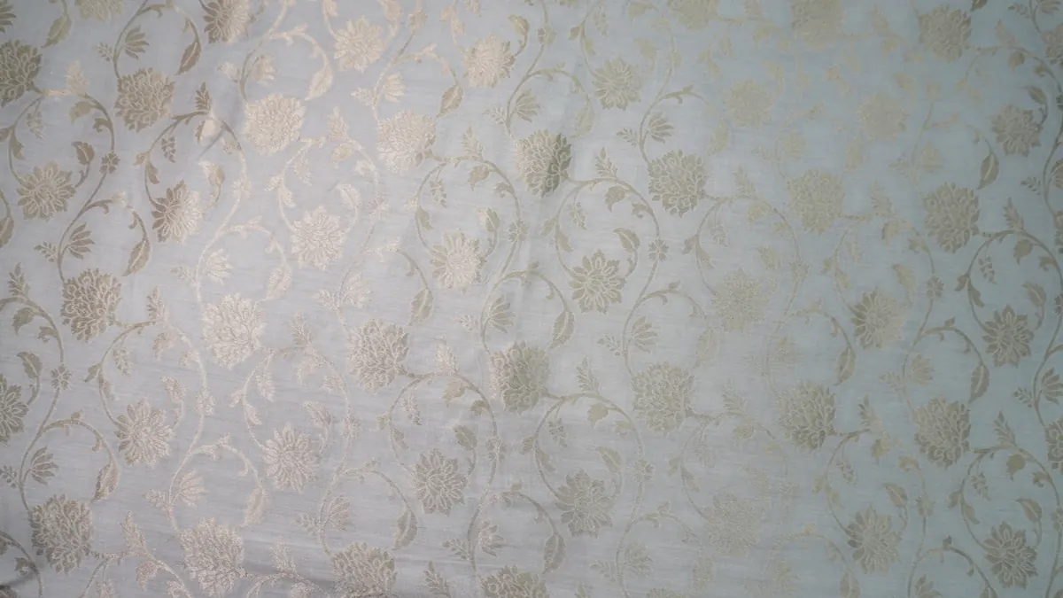 KashiFab Banarasi Pure Munga Zari Meena Buti Grey fabric wholesale Varanasi