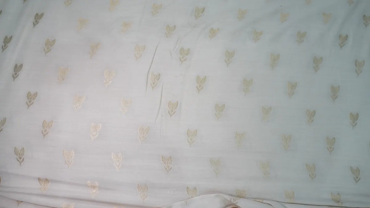 KashiFab Banarasi Pure Munga Zari Meena Buti Grey fabric wholesale Varanasi