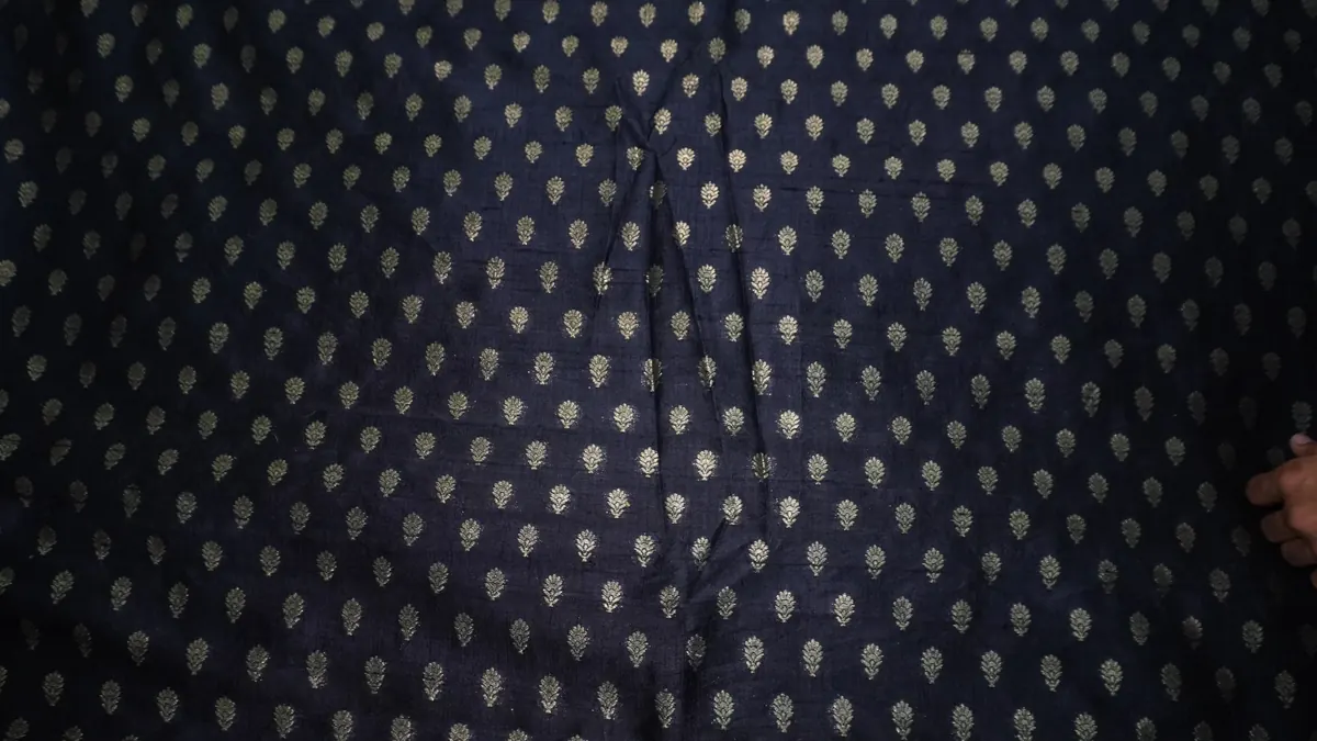 KashiFab Banarasi Pure Raw Silk Zari Booti Black fabric wholesale Varanasi