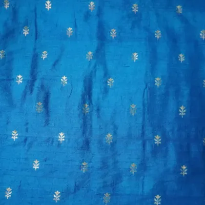 KashiFab Banarasi Pure Raw Silk Zari Booti Navy fabric wholesale Varanasi