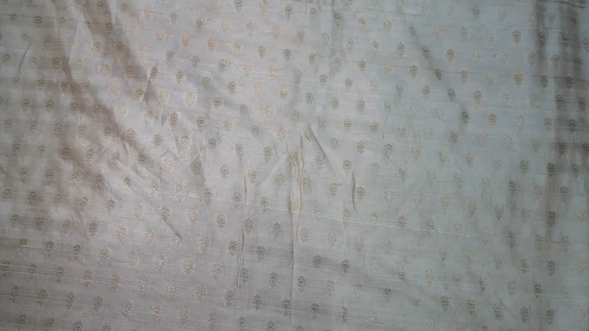 KashiFab_banarasi_pure_raw_silk_zari_booti_cho_u06_grey_01 KashiFab Banarasi Pure Raw Silk Zari Booti Grey fabric wholesale Varanasi