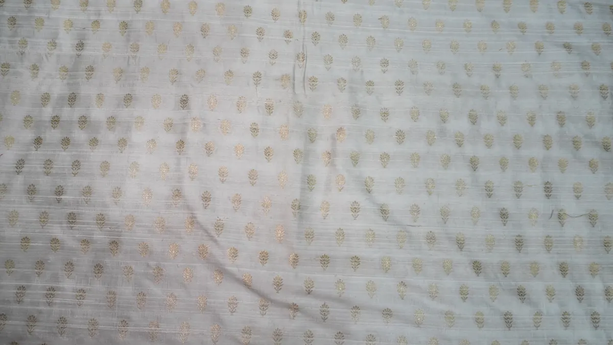 KashiFab_banarasi_pure_raw_silk_zari_booti_cho_u08_grey_01 KashiFab Banarasi Pure Raw Silk Zari Booti Grey fabric wholesale Varanasi