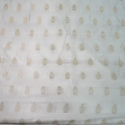 KashiFab Banarasi Pure Raw Silk Zari Booti Grey fabric wholesale Varanasi