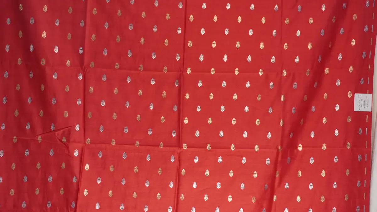 KashiFab_banarasi_resham_zari_meena_brocade_cho_d25_red_02 KashiFab Banarasi Resham Zari Meena Brocade Red fabric wholesale Varanasi